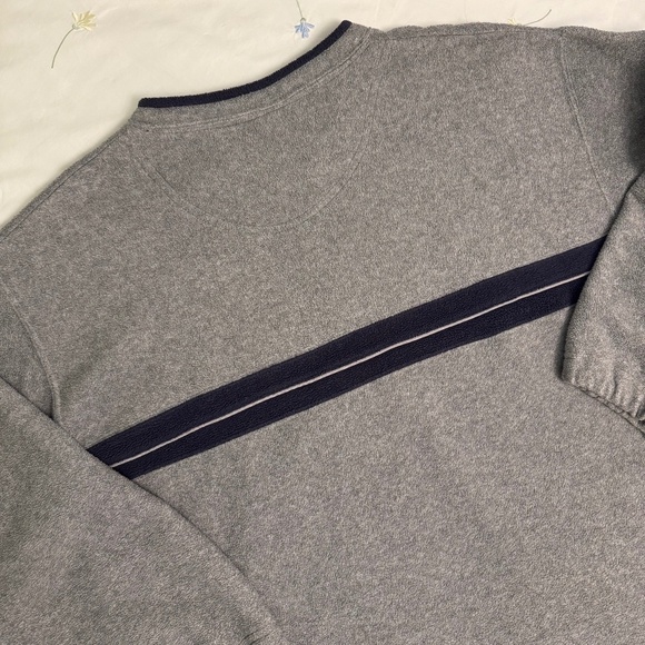 VINTAGE GAP fleece v-neck longsleeve striped sweatshirt - Picture 6 of 8